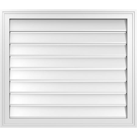 Ekena Millwork Vertical Surface Mount PVC Gable Vent: Functional, w/ 2"W x 1-1/2"P Brickmould Frame, 30"W x 26"H GVPVE30X2602SF